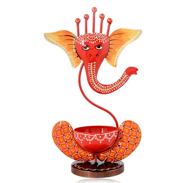 Orange_Metal_Ganesh_T_Lite_Hand_Painted_For_Table_Top_Decor_Decorative_Showpiece_For_Home|Office|Gift_Item