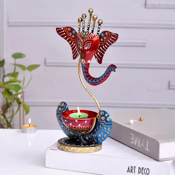Red_Metal_Ganesh_Hand_Painted_Tealight_Candle_Holder_For_Living_Room_Decorative_Showpiece_For_Home_Decor