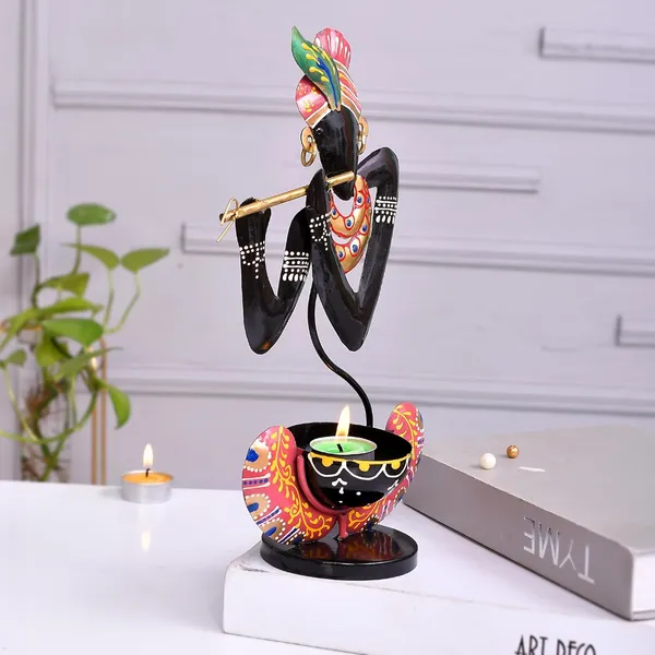 Black_Metal_Murli_Krishna_T_Lite_Hand_Painted_For_Table_Top_Decorative_Showpiece_For_Home