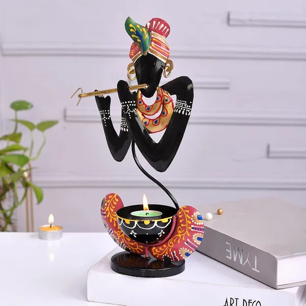 Black_Metal_Murli_Krishna_T_Lite_Hand_Painted_For_Table_Top_Decorative_Showpiece_For_Home