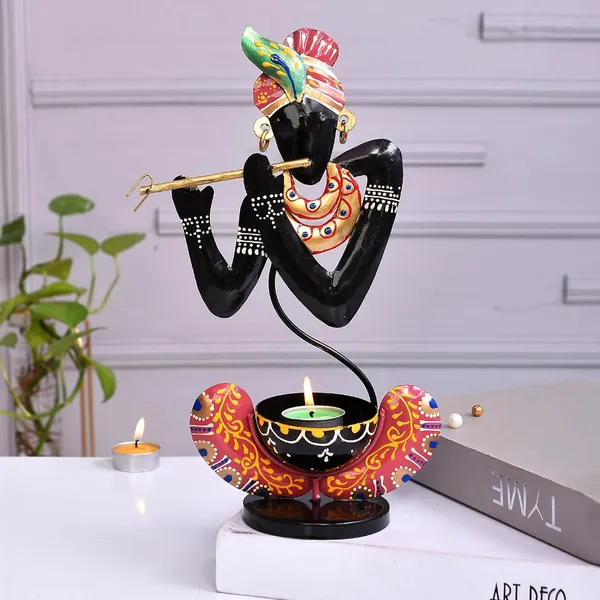 Black_Metal_Murli_Krishna_T_Lite_Hand_Painted_For_Table_Top_Decorative_Showpiece_For_Home