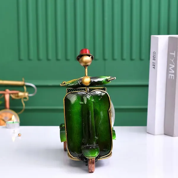 Green_Metal_Scooter_Pen_Stand_With_Clock_Nautical_Inspired_Desk_Organizer_For_Pens_And_Pencils_Decorative_Office_Accessory