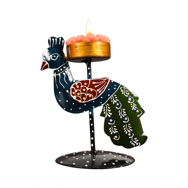 Purple_Metal_Peacock_Hand_Painted_Tealight_Candle_Holder_For_Living_Room_Decorative_Showpiece_For_Home_Decor,_Best_Diwali_Gift|Office|Gift_Item
