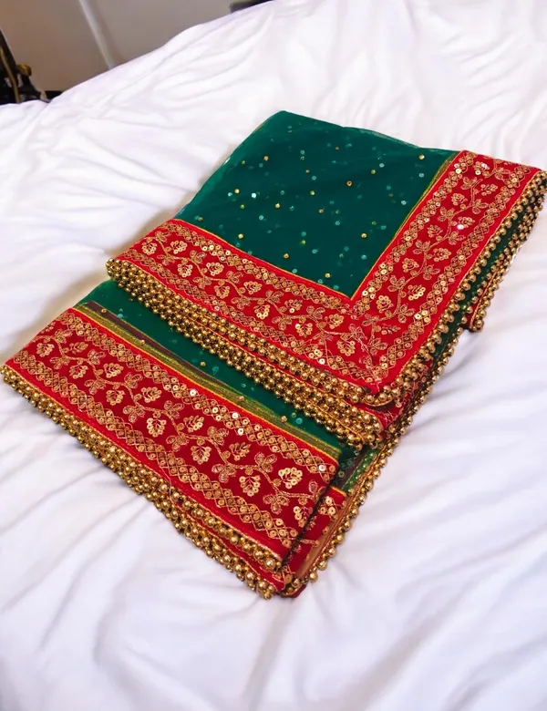 Teal_Heavy_Bridal_Stone_Embroidered_Border_Net_Dupatta_For_Women