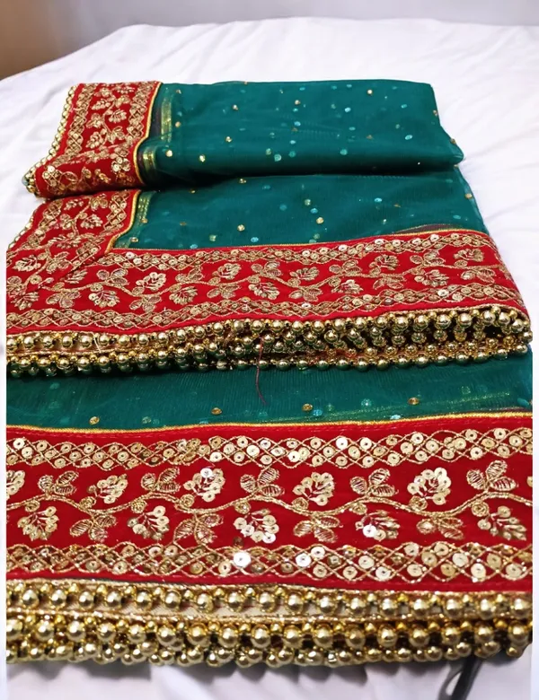 Teal_Heavy_Bridal_Stone_Embroidered_Border_Net_Dupatta_For_Women
