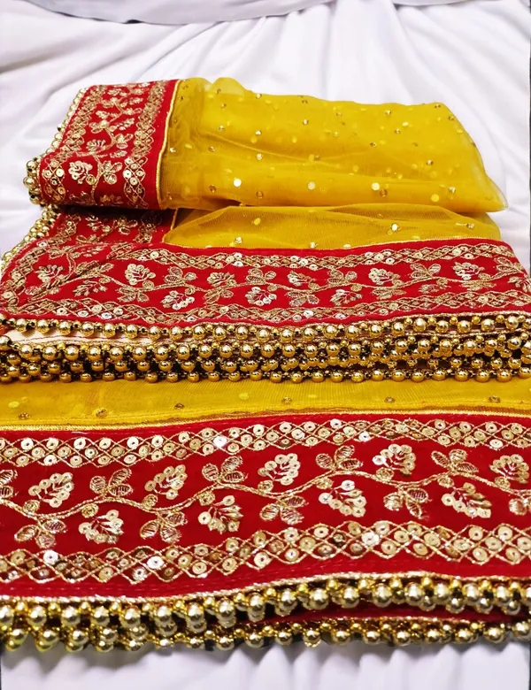 Mustard_Yellow_Heavy_Bridal_Stone_Embroidered_Border_Net_Dupatta_For_Women