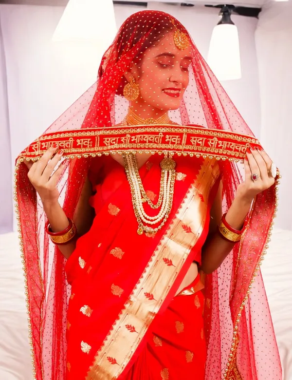 Red_Bridal_Glitter_Sada_Saubhagyavati_Net_Dupatta_For_Women