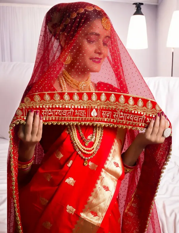 Red_Bridal_Glitter_Heavy_Sada_Saubhagyavati_Net_Dupatta_For_Women