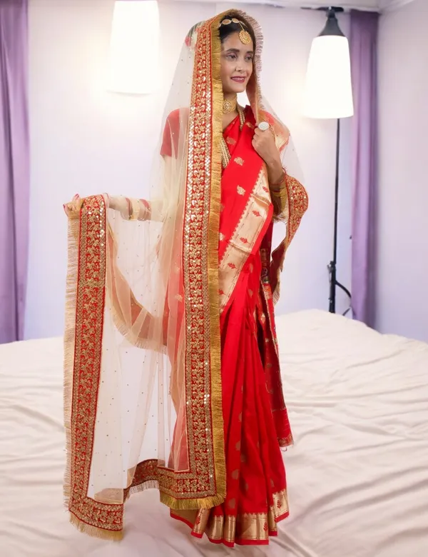 Golden_Bridal_Stone_Heavy_Border_Net_Dupatta_With_Kiran_For_Women