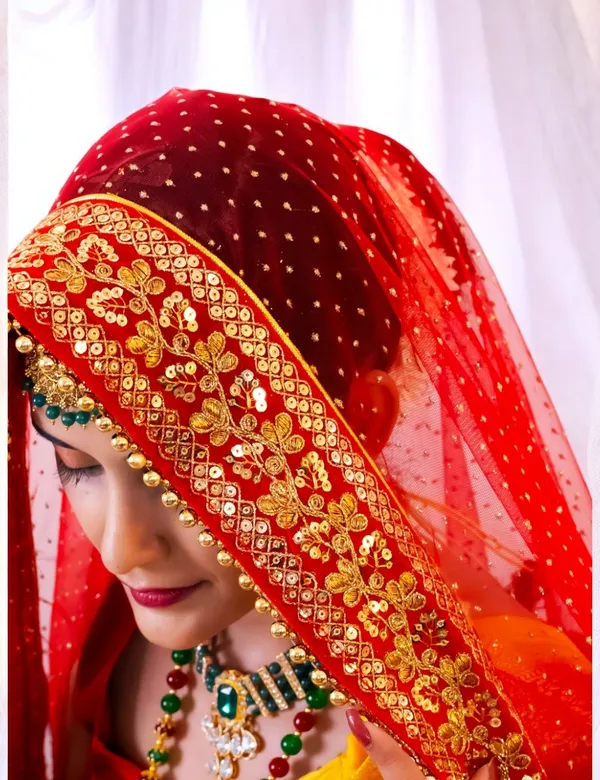Red_Bridal_Crimson_Sparkle_Net_Dupatta_With_Moti_Lace_For_Women