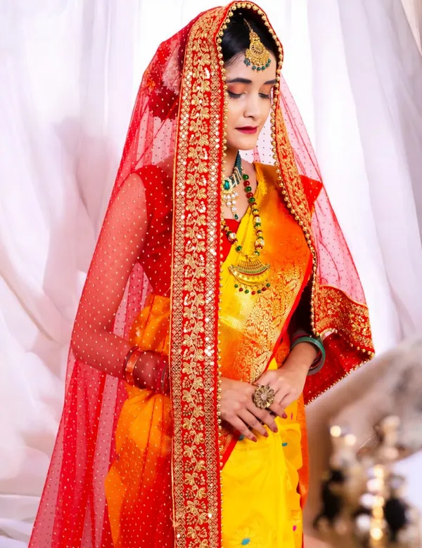 Red_Bridal_Crimson_Sparkle_Net_Dupatta_With_Moti_Lace_For_Women