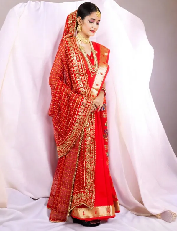 Red_Bridal_Silk_Heavy_Border_Viscose_Dupatta_With_Moti_Lace_For_Women