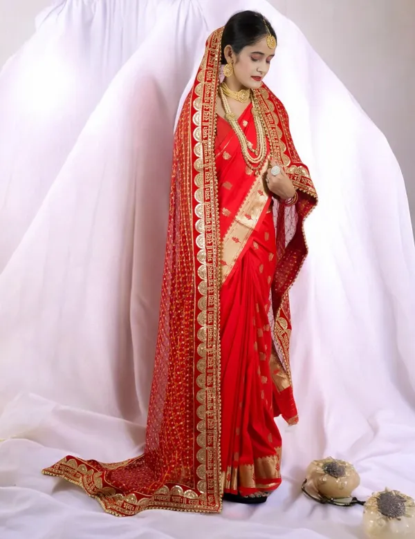 Red_Bridal_Silk_Heavy_Border_Half_Moon_Viscose_Dupatta_With_Moti_Lace_For_Women
