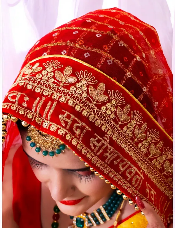 Red_Bridal_Silk_Heavy_Leaf_Border_Viscose_Dupatta_With_Moti_Lace_For_Women
