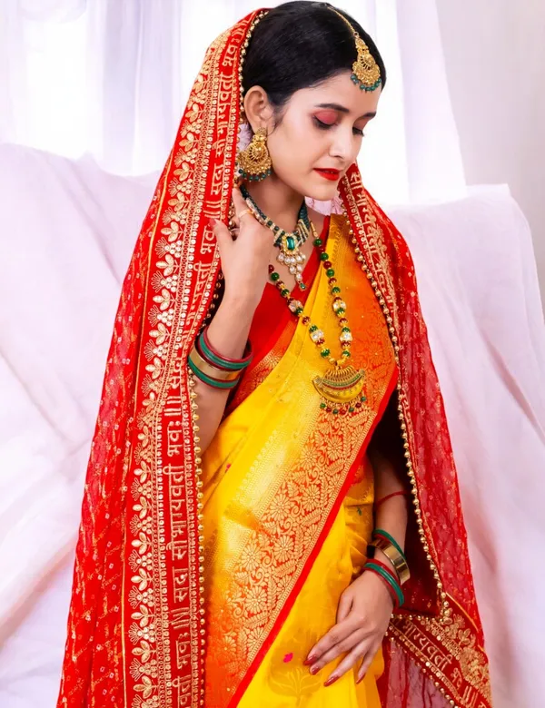 Red_Bridal_Silk_Heavy_Leaf_Border_Viscose_Dupatta_With_Moti_Lace_For_Women