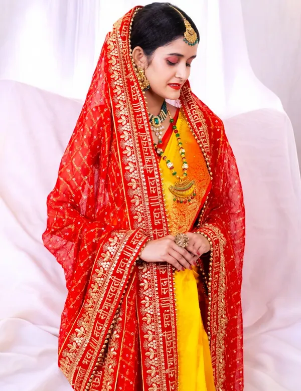 Red_Bridal_Silk_Heavy_Leaf_Border_Viscose_Dupatta_With_Moti_Lace_For_Women