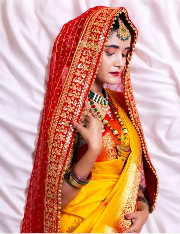 Red_Bridal_Royal_Silk_Heavy_Flower_Design_Border_Viscose_Dupatta_With_Moti_Lace_For_Women