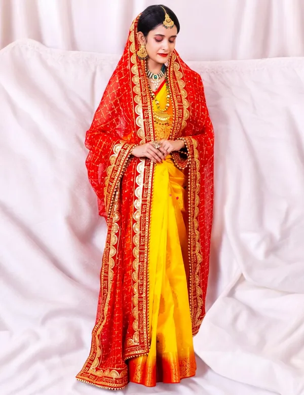 Red_Bridal_Silk_Heavy_Border_Half_Moon_Design_Viscose_Dupatta_With_Moti_Lace_For_Women
