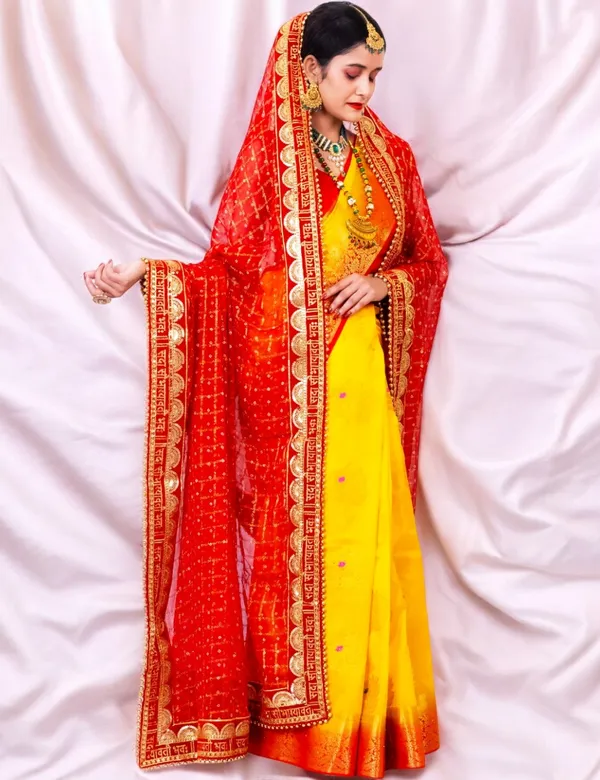 Red_Bridal_Silk_Heavy_Border_Half_Moon_Design_Viscose_Dupatta_With_Moti_Lace_For_Women