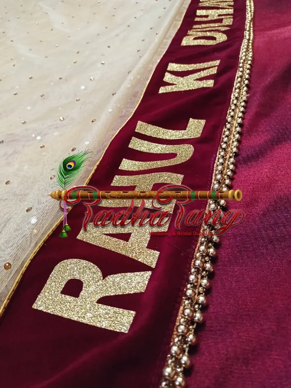 Customized_Golden_Bridal_Dupatta_With_Moti_Lace_with_any_text_of_your_choice