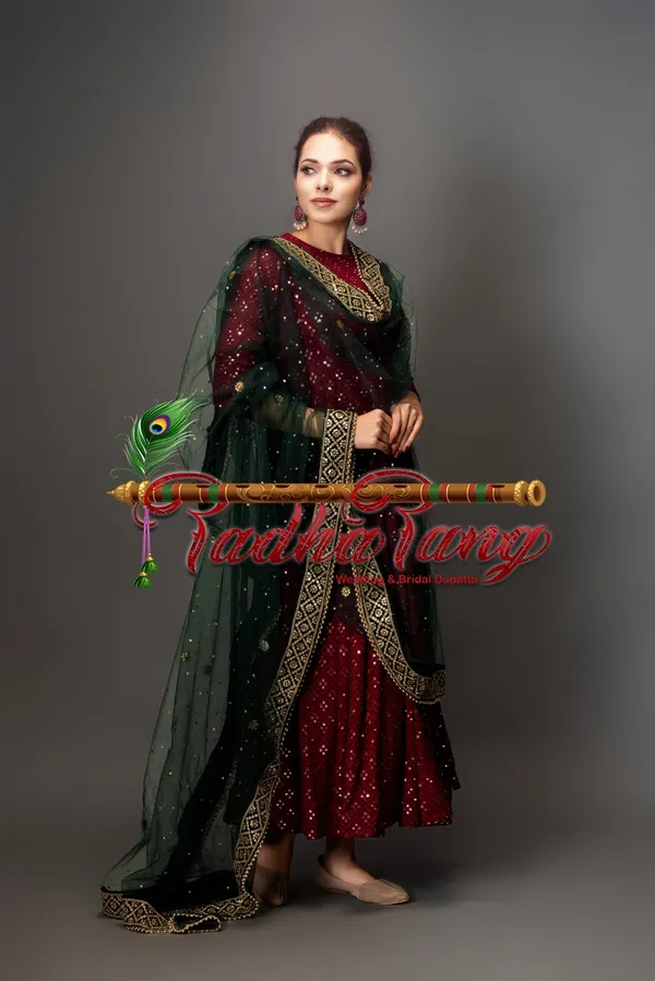 Green_Dulhan'S_Regal_Bottle_Net_Dupatta_For_Women