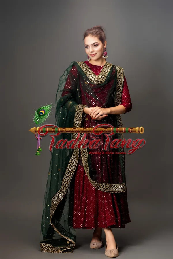Green_Dulhan'S_Regal_Bottle_Net_Dupatta_For_Women