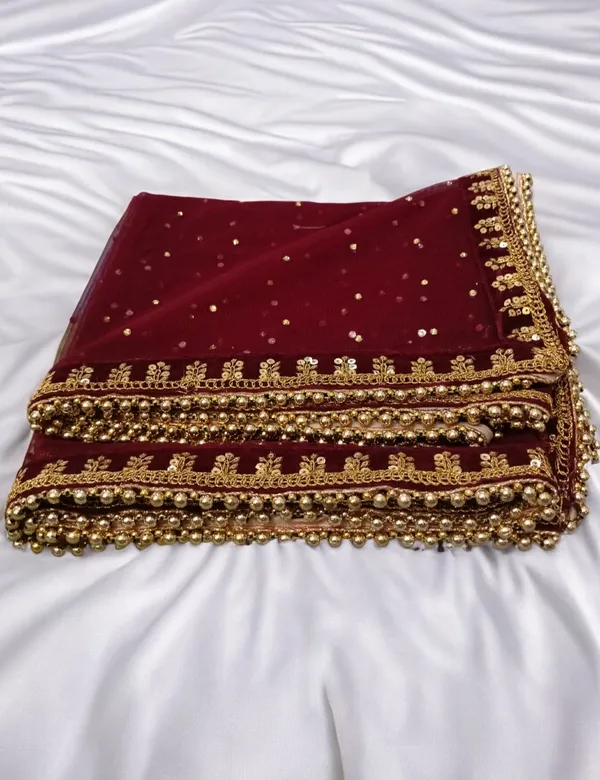 Maroon_Glamorous_Maroon_Hand_Embroidenet_Dupatta_For_Women