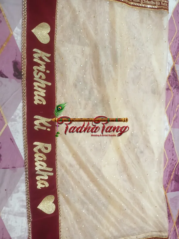 Customized_Golden_Bridal_Dupatta_with_All_Over_Moti_Lace_with_any_text_of_your_choice