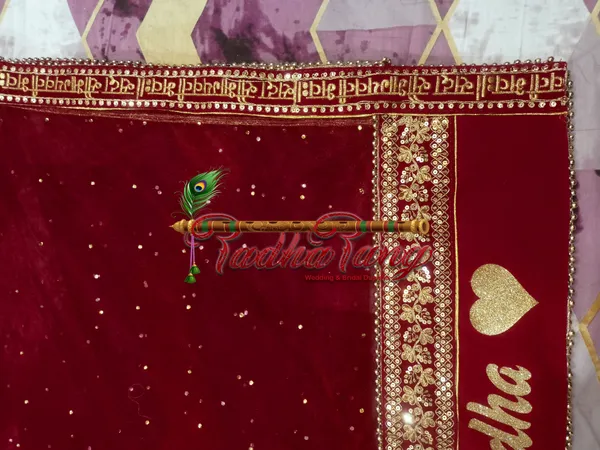 Customized_Maroon_Bridal_Dupatta_With_Heavy_Lace_on_Front_with_any_text_of_your_choice