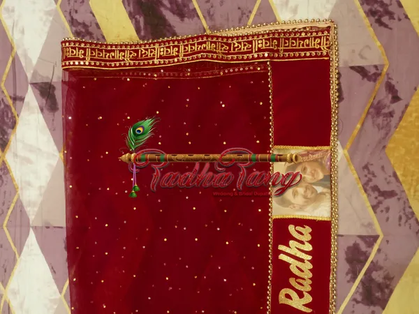 Customized_Maroon_Bridal_Dupatta_With__All_Over_Moti_Lace_with_any_text_of_your_choice