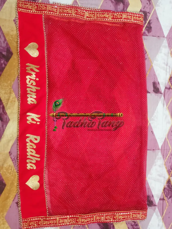 Customized_Red_Bridal_Dupatta_With_Glitter_Effect_Fabric_With_Moti_Lace_with_any_text_of_your_Choice