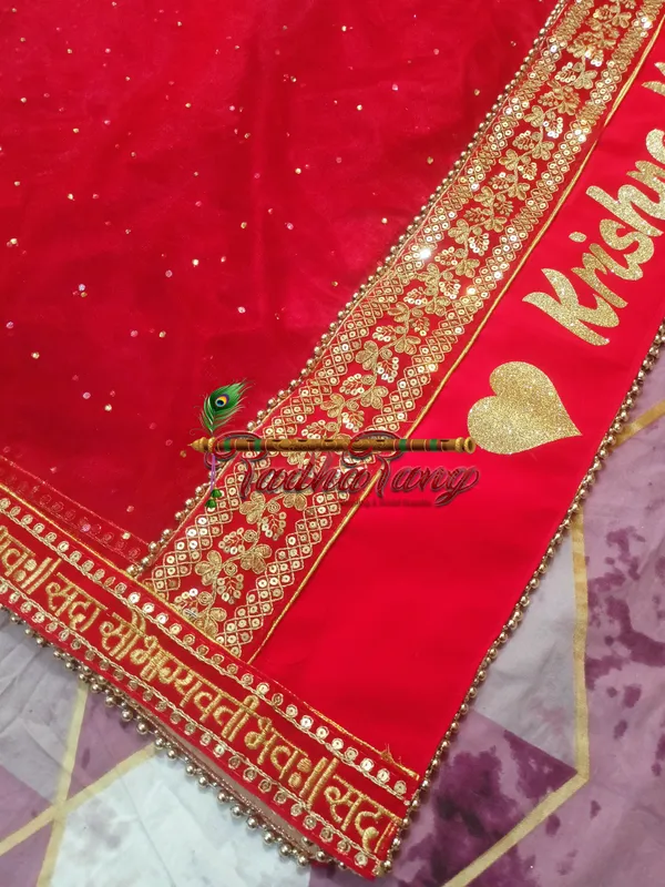 Customized_Red_Bridal_Dupatta_With_Heavy_Lace_on_Front_with_any_text_of_your_choice