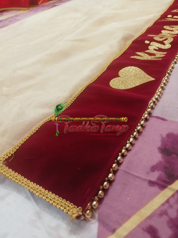 Customized_Golden_Bridal_Dupatta_with_Golden_Simple_Lace_with_any_text_of_your_choice