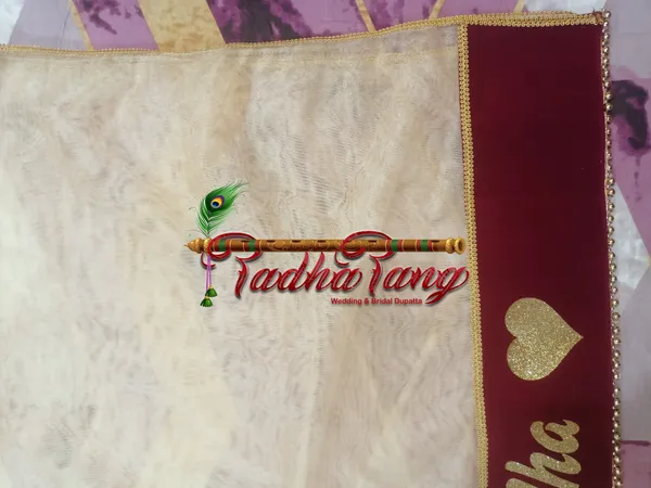 Customized_Golden_Bridal_Dupatta_with_Golden_Simple_Lace_with_any_text_of_your_choice