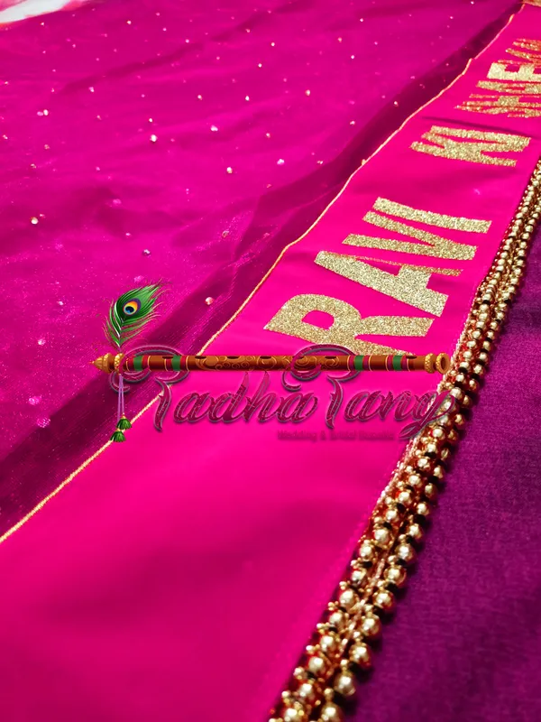 Customized_Rani_Magenta_Dupatta_With_Moti_Lace_with_any_text_of_your_choice