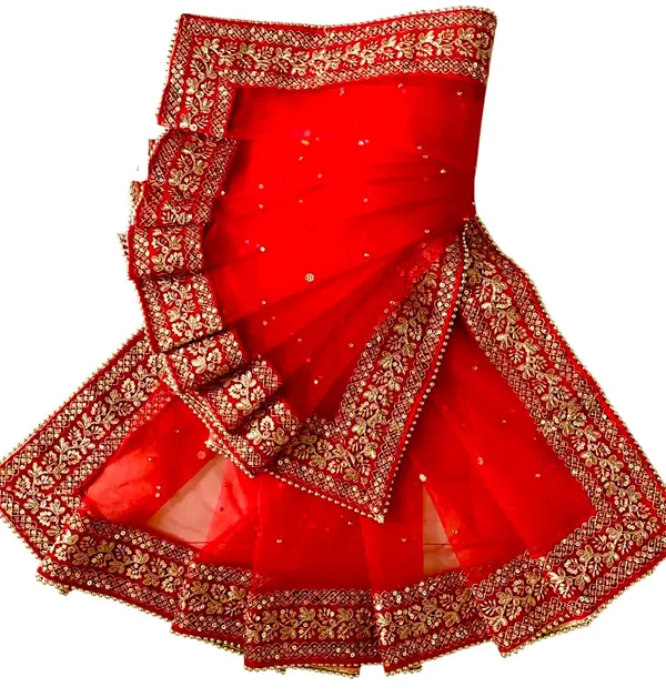 Red_Heavy_Bridal_Stone_Embroidered_Border_Net_Dupatta_For_Women