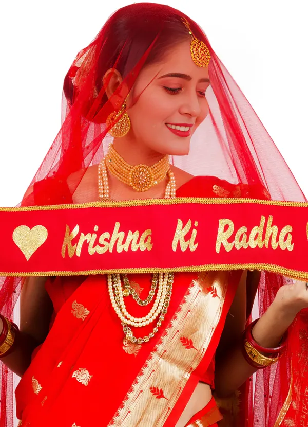 Customized_Red_Bridal_Dupatta_With_Golden_Simple_Lace_with_any_text_of_your_choice