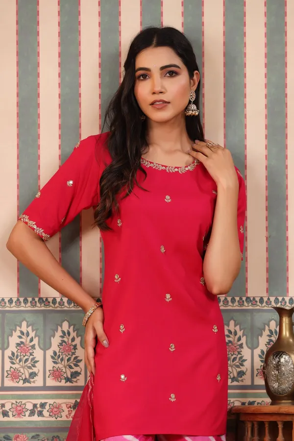 Pink_Handwork_Leheriya_Muslin_Sharara_Set_For_Women