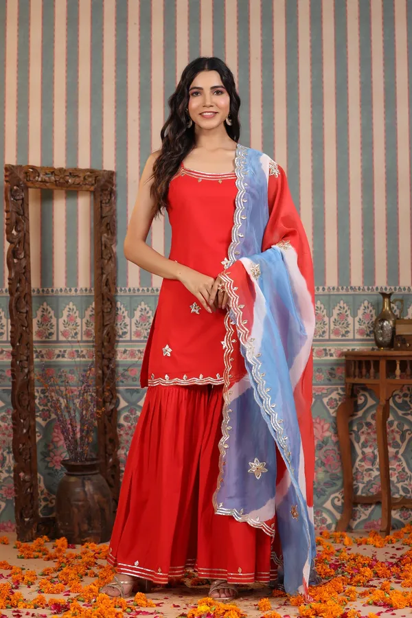 Crimson_Red_Gotapatti_Cotton_Sharara_Set_For_Women