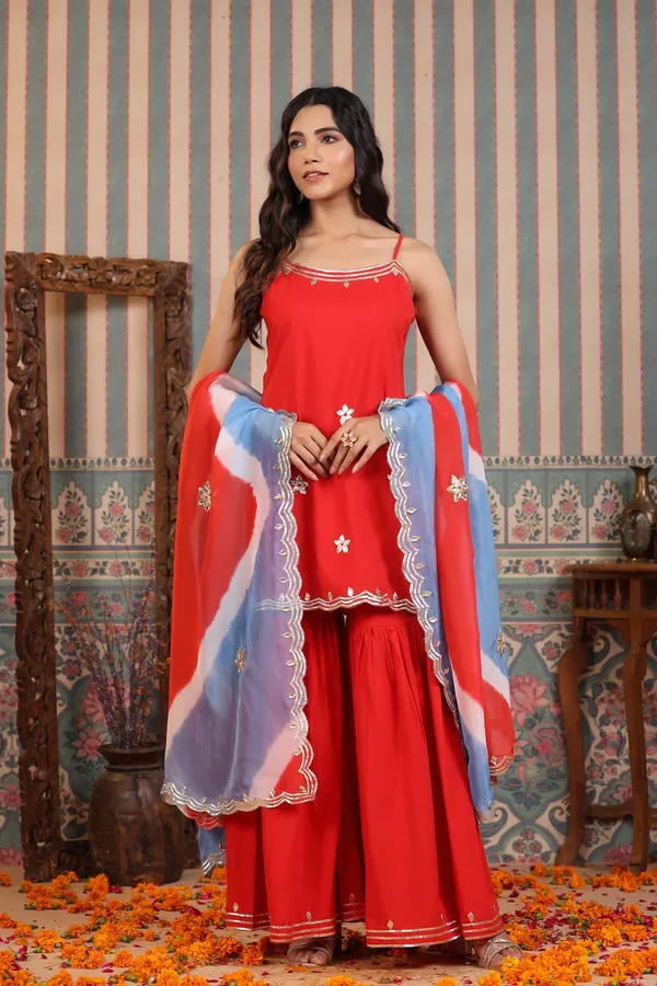 Crimson_Red_Gotapatti_Cotton_Sharara_Set_For_Women