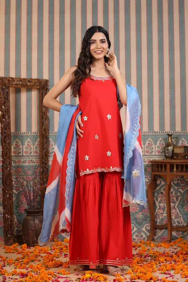 Crimson_Red_Gotapatti_Cotton_Sharara_Set_For_Women
