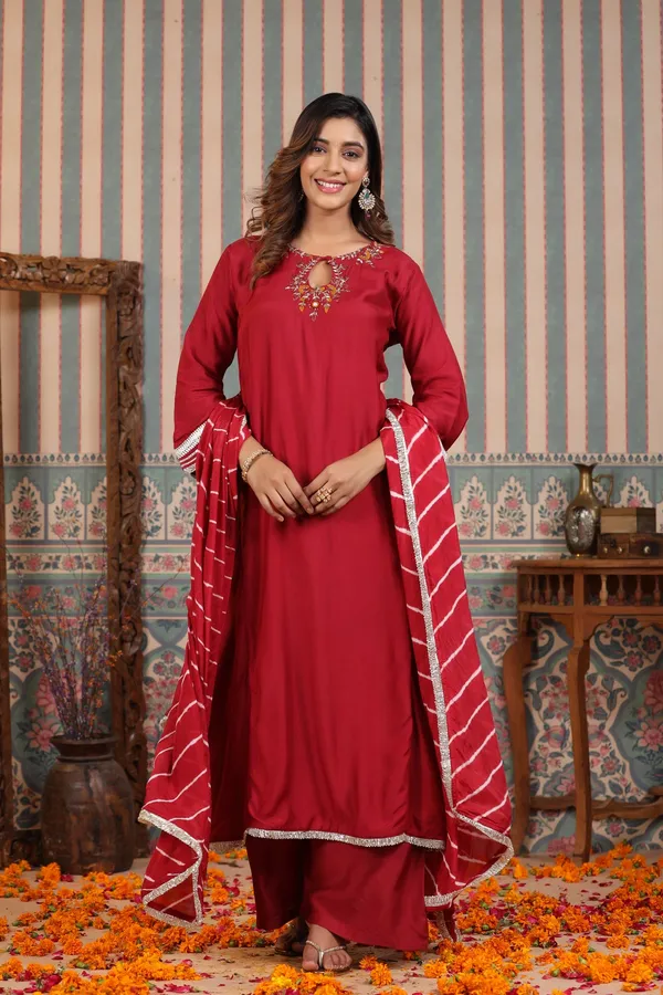 Maroon_Handwork_Muslin_Suit_Set_For_Women