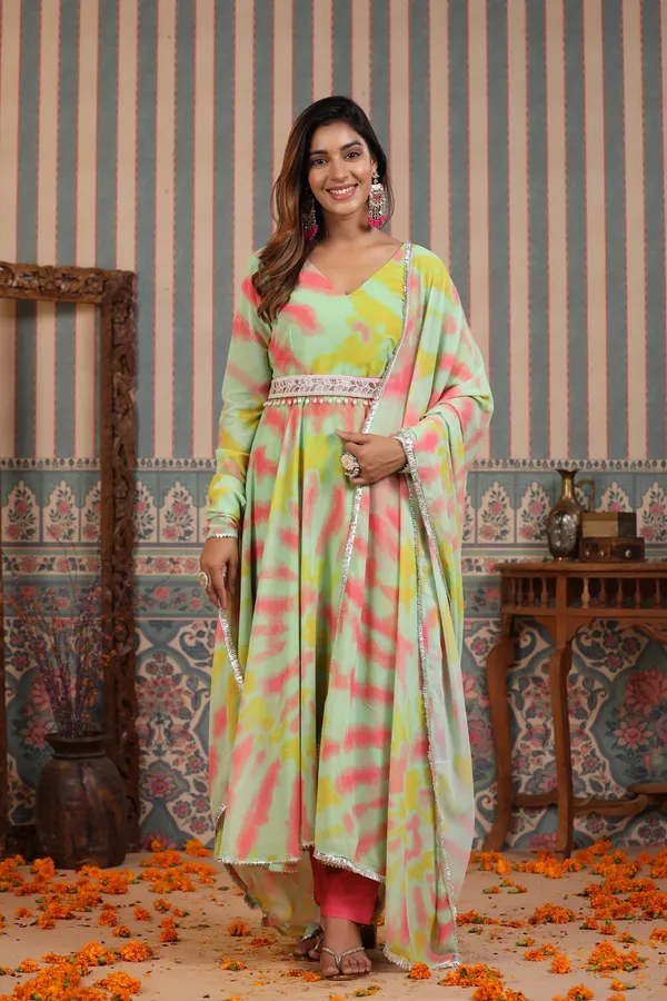 Green_Georgette_Full_Sleeves_Anarkali_Set_For_Women