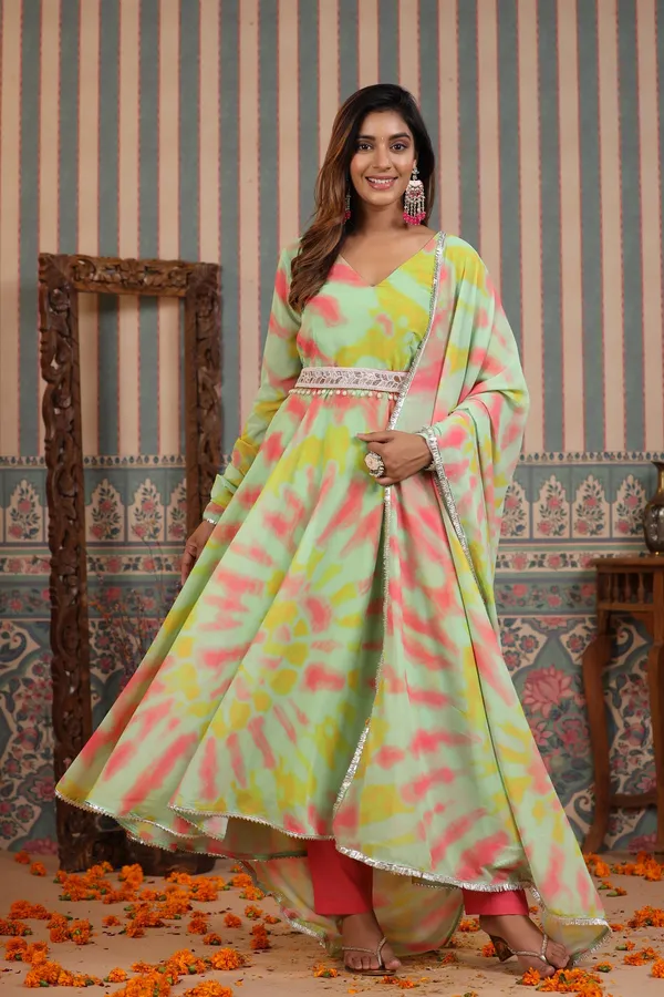 Green_Georgette_Full_Sleeves_Anarkali_Set_For_Women
