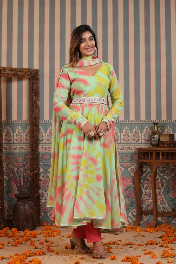 Green_Georgette_Full_Sleeves_Anarkali_Set_For_Women