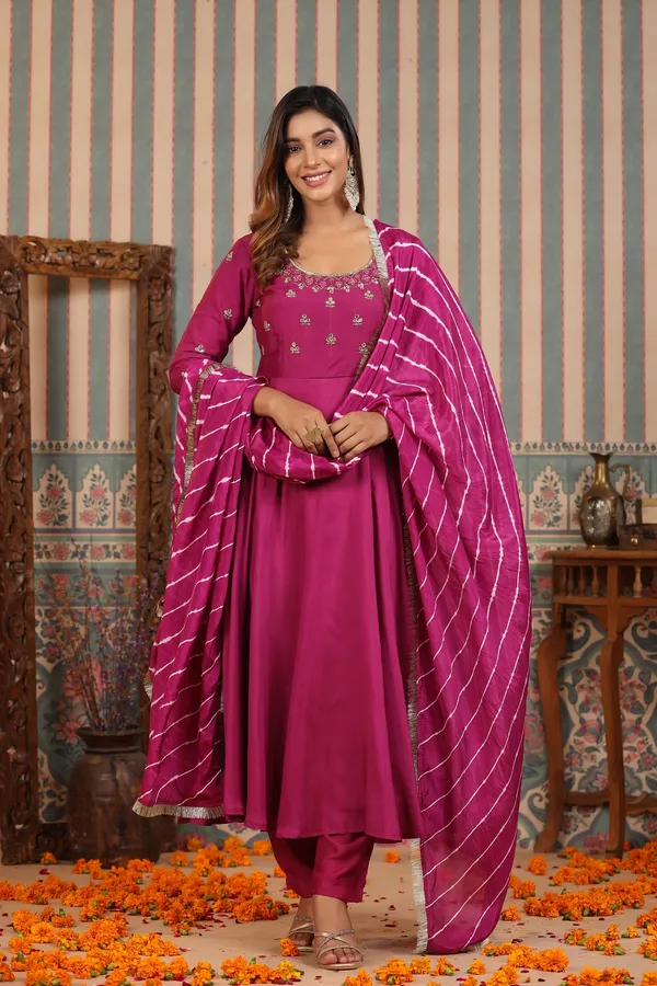 Burgundy_Muslin_Handwork_Umbrella_Suit_Set_For_Women