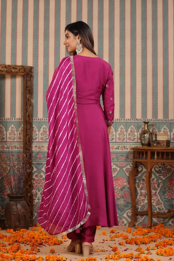 Burgundy_Muslin_Handwork_Umbrella_Suit_Set_For_Women