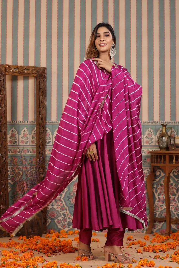 Burgundy_Muslin_Handwork_Umbrella_Suit_Set_For_Women
