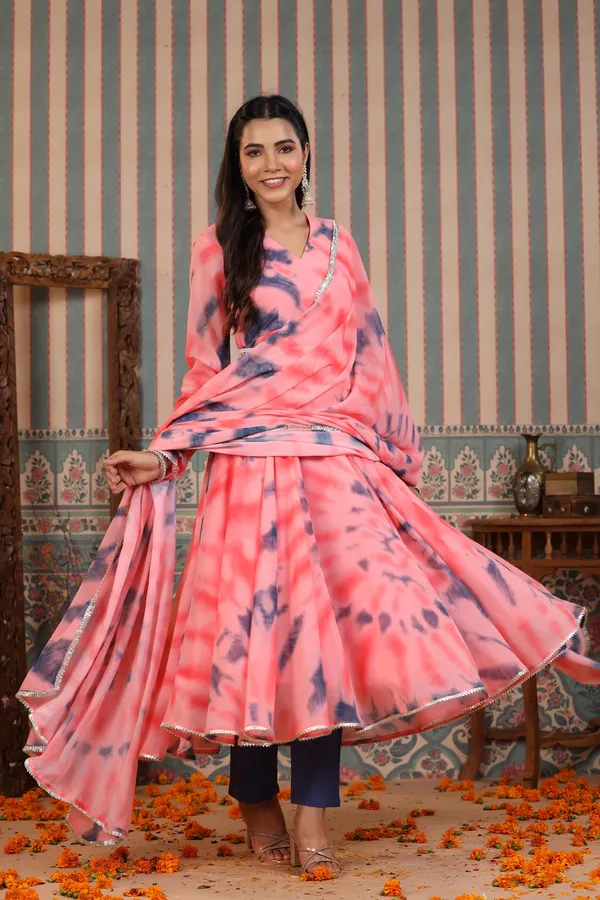 Peach_Georgette_Anarkali_Set_For_Women