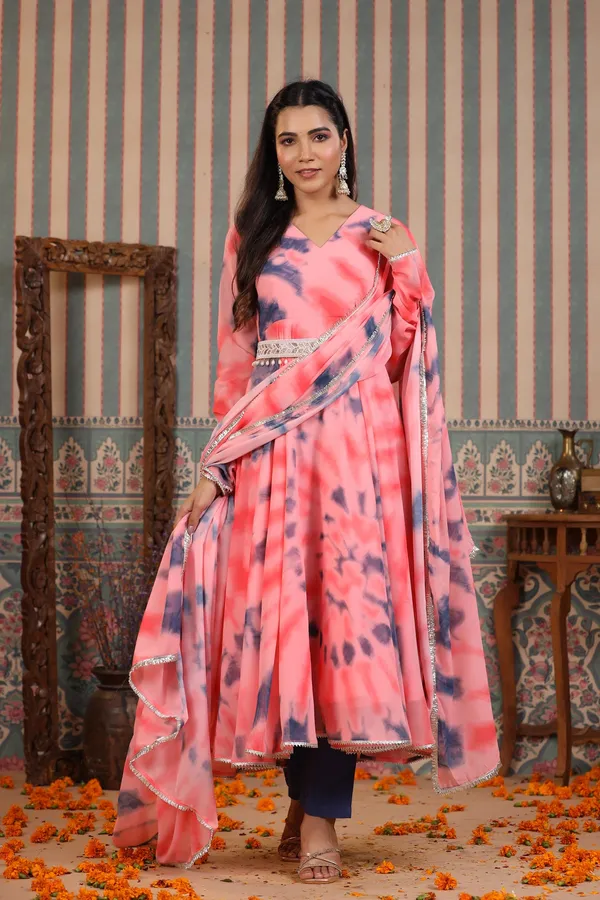 Peach_Georgette_Anarkali_Set_For_Women